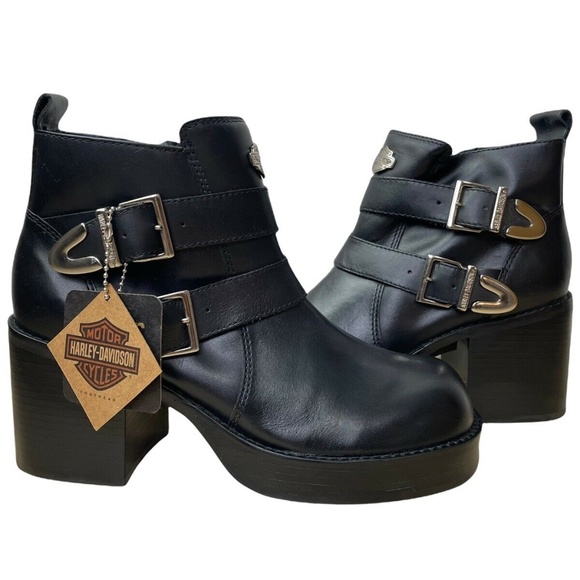 Harley-Davidson Shoes - Harley Davidson 84020 Black SHIMMER 4" Boots Women's Sz. 8.5 Vintage NOS